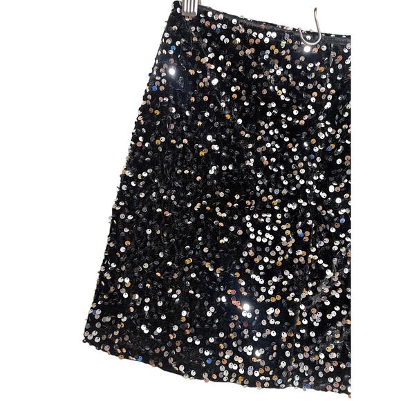 Vassia Kostara Sequin Mini Skirt Black Silver Sparkle Party Holiday Womans Small - Picture 6 of 13